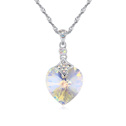 Swarovski Kristall Halsketten, mit Zinklegierung, mit Verlängerungskettchen von 6cm, Herz, platiniert, Mehrfarbige, 17x35mm, verkauft per ca. 15.5 ZollInch Strang