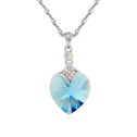 CRYSTALLIZED™ Element Crystal Necklace, with Tibetan Style, with 6cm extender chain, Heart, platinum plated, Aquamarine, 17x35mm, Sold Per Approx 15.5 Inch Strand
