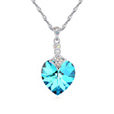 CRYSTALLIZED™ Element Crystal Necklace, with Tibetan Style, with 6cm extender chain, Heart, platinum plated, Aquamarine, 17x35mm, Sold Per Approx 15.5 Inch Strand