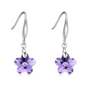 CRYSTALLIZED™ Element Crystal Earring, with Tibetan Style, Flower, platinum plated, Violet, 16x36mm, Sold By Pair
