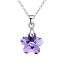 Swarovski Kristall Halsketten, mit Zinklegierung, mit Verlängerungskettchen von 6cm, Blume, platiniert, violett, 16x20mm, verkauft per ca. 15.5 ZollInch Strang