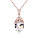 Элемента Сваровски Crystal ожерелье, сваровский, с цинковый сплав, с 5cm наполнитель цепи, Каплевидная форма, плакирование настоящим розовым золотом, кристальный, 15x33mm, Продан через Приблизительно 15.5 дюймовый Strand
