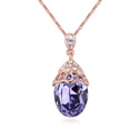 CRYSTALLIZED™ Element Crystal Necklace with Zinc Alloy with 5cm extender chain Teardrop real rose gold plated Tanzanite Sold Per Approx 15.5 Inch Strand