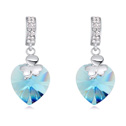 CRYSTALLIZED™ Element Crystal Earring, with Tibetan Style, Heart, platinum plated, Aquamarine, 14x30mm, Sold By Pair