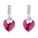 CRYSTALLIZED™ Element Crystal Earring Zinc Alloy with CRYSTALLIZED™ Heart platinum plated fuchsia Sold By Pair