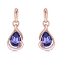 CRYSTALLIZED™ Element Crystal Earring, with Tibetan Style, Teardrop, real rose gold plated, faceted, Tanzanite, 1x2.7cm, Sold By Pair