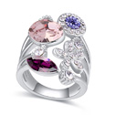 Элемента CRYSTALLIZED™ Кристалл палец кольцо, цинковый сплав, с сваровский, Форма цветка, покрытый платиной, граненый, не содержит никель, свинец, 1.8cm, размер:7, продается PC