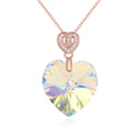 CRYSTALLIZED™ Element Crystal Necklace, with Alloy, with 5cm extender chain, Heart, real rose gold plated, box chain & faceted, Crystal AB, 1.7x2.7cm, Sold Per Approx 15.75 Inch Strand