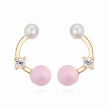 Double Faced Stud Earring Zinc Alloy with CRYSTALLIZED™ Crystal Pearl real gold plated with Austria rhinestone pink nickel lead & cadmium free Sold By Pair