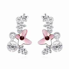CRYSTALLIZED™ Element Crystal Earring with Zinc Alloy Butterfly platinum plated with Austria rhinestone Rose Sold By Pair
