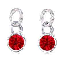 Tibetan Style Drop Earring, platinum plated, with Austria rhinestone & faceted, red, lead & cadmium free, 1x2.5cm, Sold By Pair