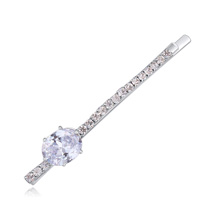 Hair Slide Zinc Alloy with Cubic Zirconia platinum plated with Austria rhinestone & faceted clear lead & cadmium free Grade AAA Sold By PC