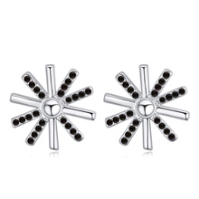 Zinc Alloy Stud Earring Flower platinum plated with Austria rhinestone black lead & cadmium free Sold By Pair