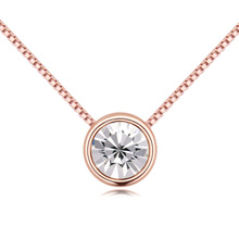 Austrian Crystal Necklace, Tibetan Style, with Austrian Crystal, with 5cm extender chain, Flat Round, real rose gold plated, lead & cadmium free, 40cm, Sold Per Approx 15.75 Inch Strand