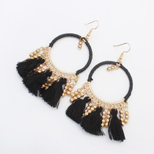 Fashion Statement Earring Zinc Alloy with Wool gold color plated lead & cadmium free Sold By Pair