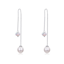 CRYSTALLIZED™ Element Crystal Earring with South Sea Shell Round platinum plated faceted Garnet AB Sold By Pair