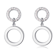 Tibetan Style Drop Earring, Donut, platinum plated, with Austria rhinestone, lead & cadmium free, 1.4x2.7cm, Sold By Pair