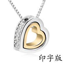Zinc Alloy Jewelry Necklace Heart love you forever plated box chain & with Austria rhinestone lead & cadmium free Sold Per Approx 15.5 Inch Strand