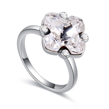Элемента CRYSTALLIZED™ Кристалл палец кольцо, сваровский, с цинковый сплав, Четырехлистный клевер, плакированный настоящим золотом, граненый, кристальный, 1.4cm, размер:5.5-9.5, продается PC