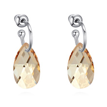 CRYSTALLIZED™ Element Crystal Earring with Brass Teardrop platinum plated faceted Crystal Golden Shadow Sold By Pair