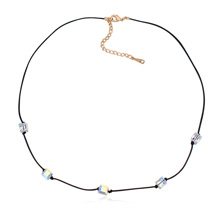 Swarovski Kristall Halsketten, mit Nylonschnur, Messing Karabinerverschluss, goldfarben plattiert, 6, verkauft per 15.5 ZollInch Strang