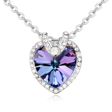 Cink Alloy nakit ogrlice, s Austrijski Crystal, s 5cm Produžetak lanac, Srce, real pozlatom, s Rhinestone, dovesti i kadmija besplatno, 15x12mm, Prodano Per Približno 15.75 inčni Strand