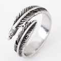 Zinc Alloy Cuff Finger Ring Feather antique silver color plated lead & cadmium free 17mm US Ring .5 Sold By PC