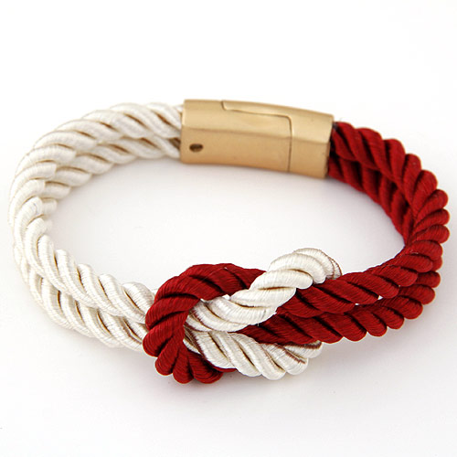 Bracelets cordon en nylon, alliage de zinc, avec corde en nylon, Placage de couleur d'or, rouge, sans plomb et cadmium, 170mm, Vendu par Environ 6.69 pouce brin