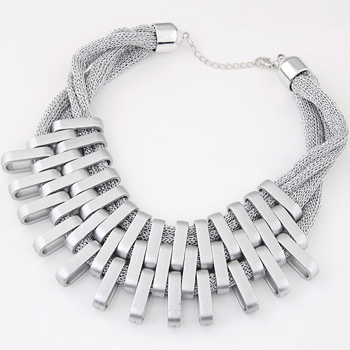 Módní prohlášení náhrdelník, Poměděný Plastové, barva stříbrná á, stříbrno-šedá, 400mm, Prodáno za Cca 15.75 inch Strand