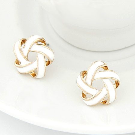 Zinc Alloy Stud Earring with enamel Flower real gold plated lead & cadmium free 13mm Sold By Pair