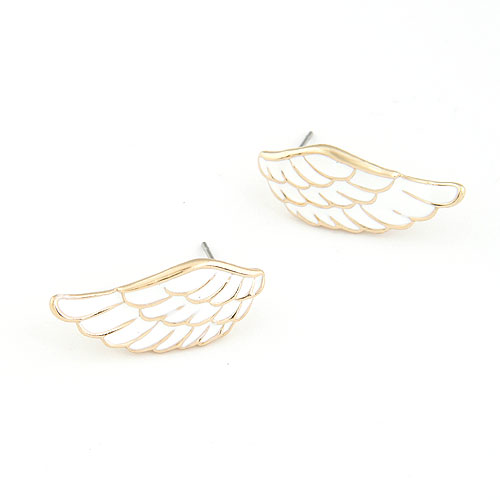 Zinc Alloy Stud Earring with enamel Wing Shape real gold plated lead & cadmium free Sold By Pair