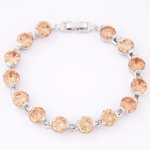 Cubic Zirconia Bracelet Brass with Cubic Zirconia platinum plated Champagne lead & cadmium free 7mm Sold Per Approx 6.89 Inch Strand