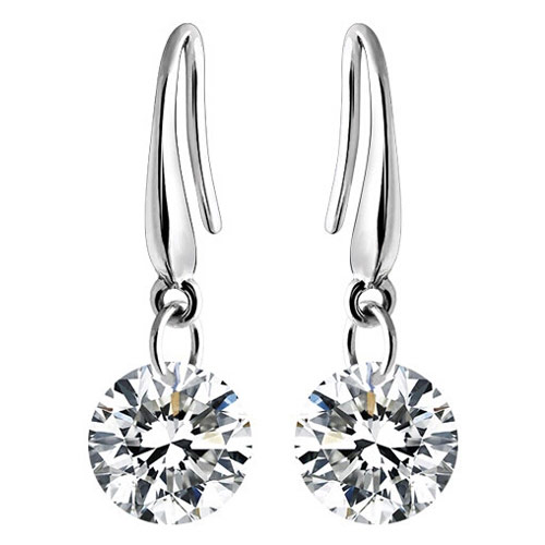 Cubic Zircon (CZ) Drop Earring Brass with Cubic Zirconia platinum color plated clear Sold By Pair