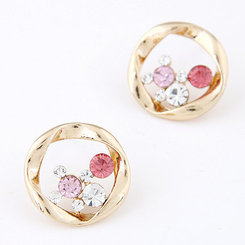 Rhinestone Earring, Tibetan Style, gold color plated, with rhinestone, lead & cadmium free, 20mm, Sold By Pair