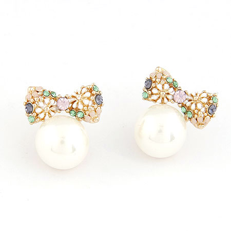 Tibetan Style Stud Earring, gold color plated, with rhinestone, lead & cadmium free, 17mm, Sold By Pair