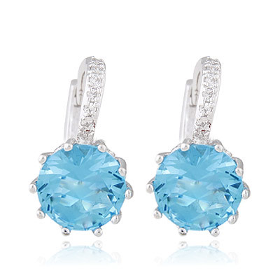 Brass Leverback Earring with Cubic Zirconia platinum plated lead & cadmium free Sold By Pair