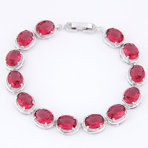 Cubic Zirconia Bracelet Brass with Cubic Zirconia platinum plated red lead & cadmium free 10mm Sold Per Approx 7.09 Inch Strand