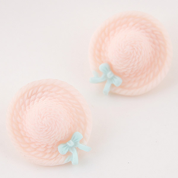 Resin Earring with Zinc Alloy Hat gold color plated light pink 25mm Sold By Pair