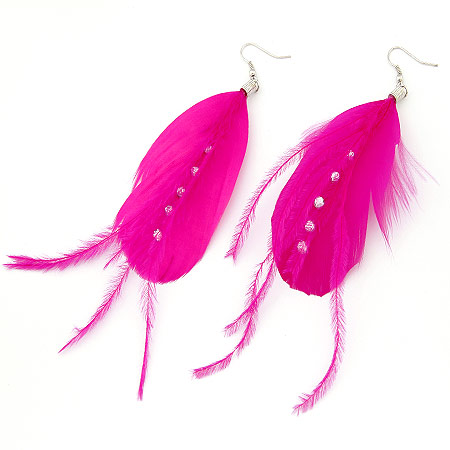 Fashion Feather Earring, Tibetan Style, with Feather, platinum color plated, lead & cadmium free, 100x22mm, Sold By Pair