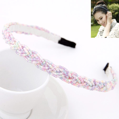 Hair Bands Zinc Alloy with Glass Seed Beads light purple lead & cadmium free Sold By PC