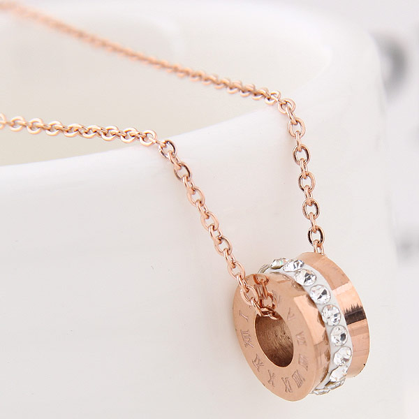 Brass Necklace with Rhinestone Clay Pave real rose gold plated oval chain lead & cadmium free Sold Per 17.72 Inch Strand