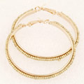 alliage de zinc boucle d'oreille cercle, avec perles de rocaille en verre, Placage de couleur d'or, jaune d'or, 50mm, Vendu par paire