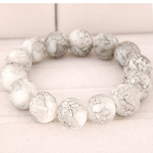 Bracelet de perles de verre, Rond, imitation pierres précieuses, 14mm, Vendu par Environ 6.89 pouce brin