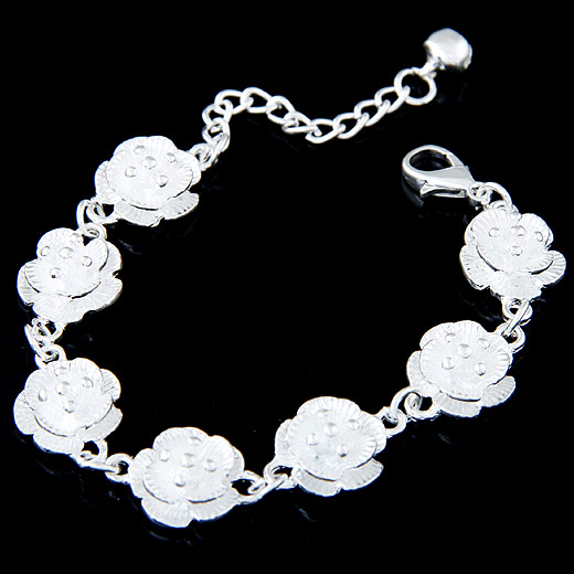 Tibetan Style Bracelet, with 5cm extender chain, Flower, silver color plated, lead & cadmium free, 13mm, Sold Per Approx 7 Inch Strand