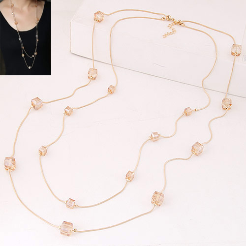Zinc Alloy Sweater Chain Necklace with Crystal with 5cm extender chain gold color plated faceted &  lead & cadmium free Sold Per Approx 33.46 Inch Strand