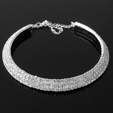Collar de Aleación de Zinc, con diamantes de imitación, con 8cm extender cadena, chapado en color de platina, libre de plomo & cadmio, 8mm, Vendido para aproximado 13.5 Inch Sarta