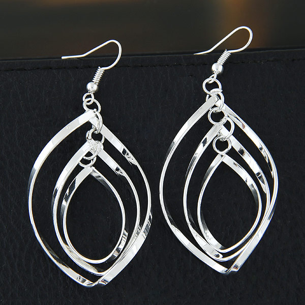 Zinc Alloy Drop Earring Leaf platinum color plated lead & cadmium free Sold By Pair