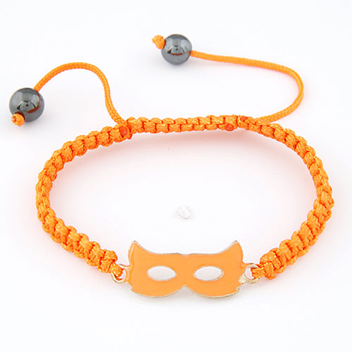 Zink Alloy Woven Ball armband, med Nylontråd, justerbar & emalj, apelsin, leda & kadmiumfri, 170x25x12mm, Såld Per Ca 6.69 inch Strand