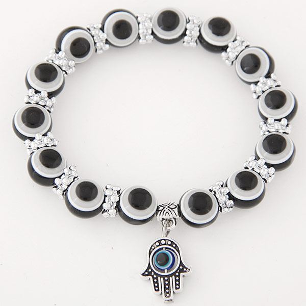 Hamsa Bracelets Zinc Alloy with Resin antique silver color plated Islamic jewelry & evil eye pattern lead & cadmium free Sold Per Approx 6.69 Inch Strand