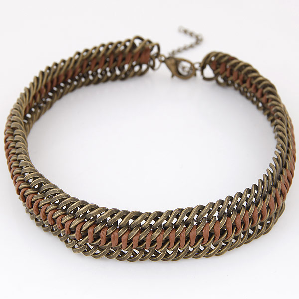Fashion Necklace Jewelry, Tibetan Style, with Waxed Linen Cord, with 5cm extender chain, antique bronze color plated, lead & cadmium free, 400x22mm, Sold Per Approx 15.75 Inch Strand